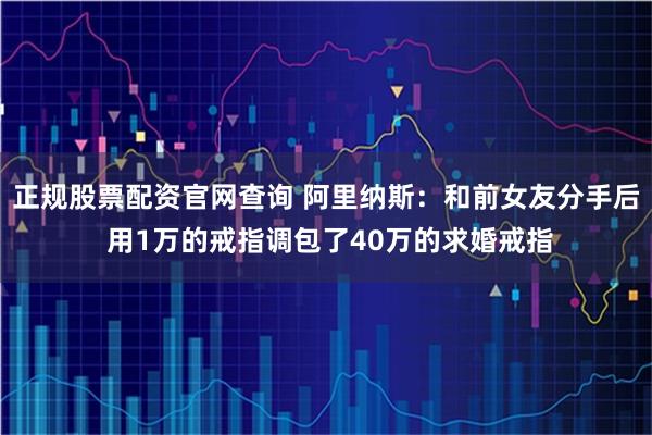 正规股票配资官网查询 阿里纳斯：和前女友分手后 用1万的戒指调包了40万的求婚戒指